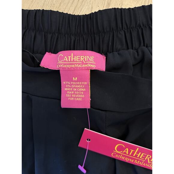 Wide Leg Satin Capris Pants Black Casual Pull On Dress Pant NWT Retail $98 Med - Picture 2 of 10